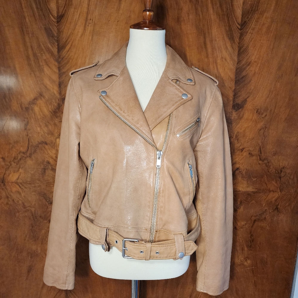 Lamb leather motorcycle jacket